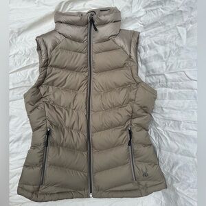 Spyder Tan Quilted Puffer Vest with High Collar